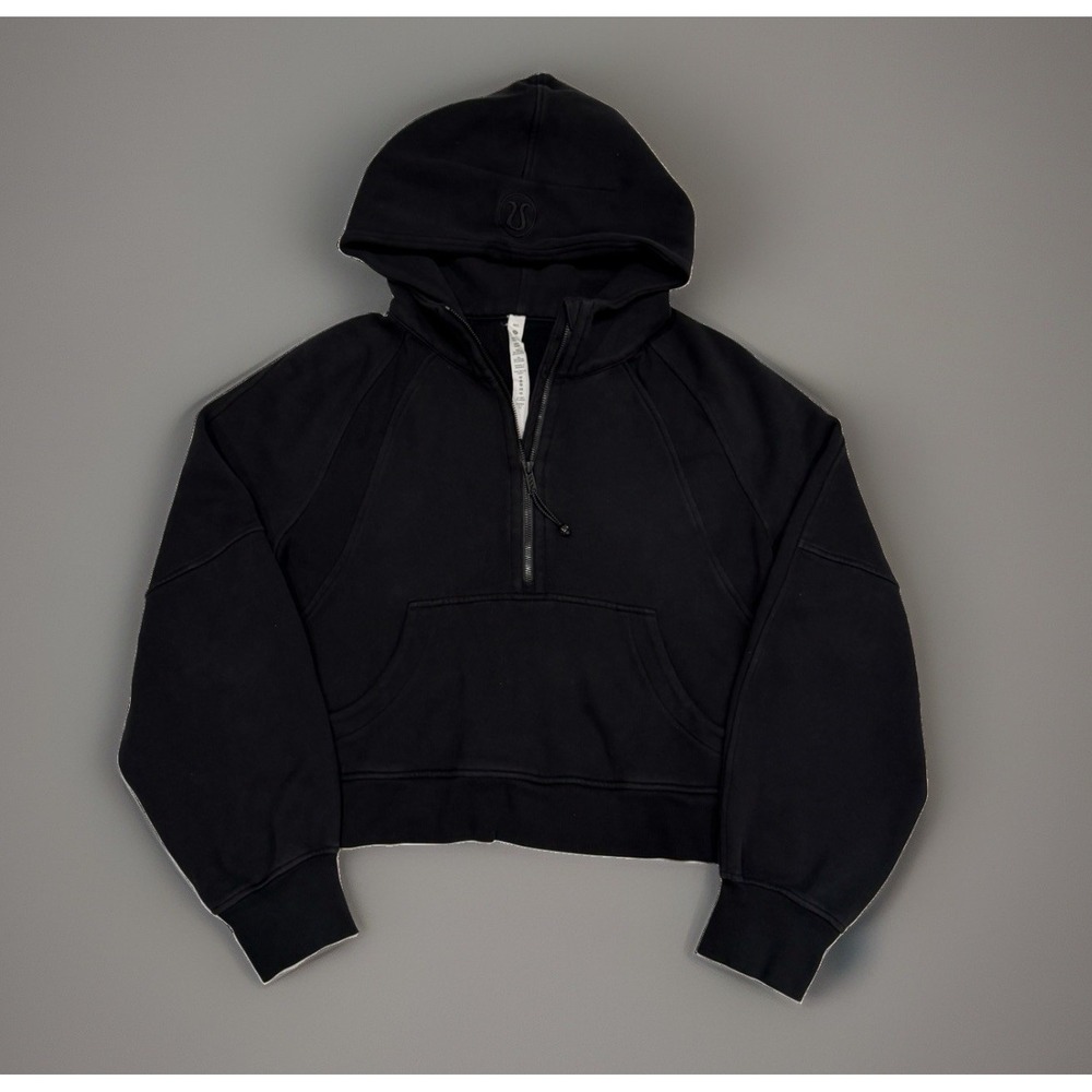 Lululemon Scuba Oversized Half Zip Crop Hoodie Size M/L Black Heavyweight